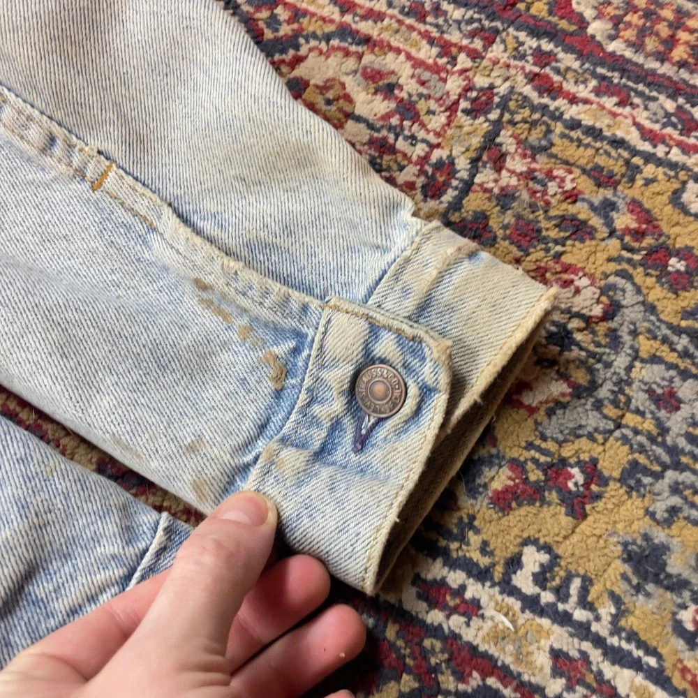 VTG 80s 90s Levis 70506 Denim Type 3 Trucker Jacket Distressed Faded Light USA - Picture 5 of 9